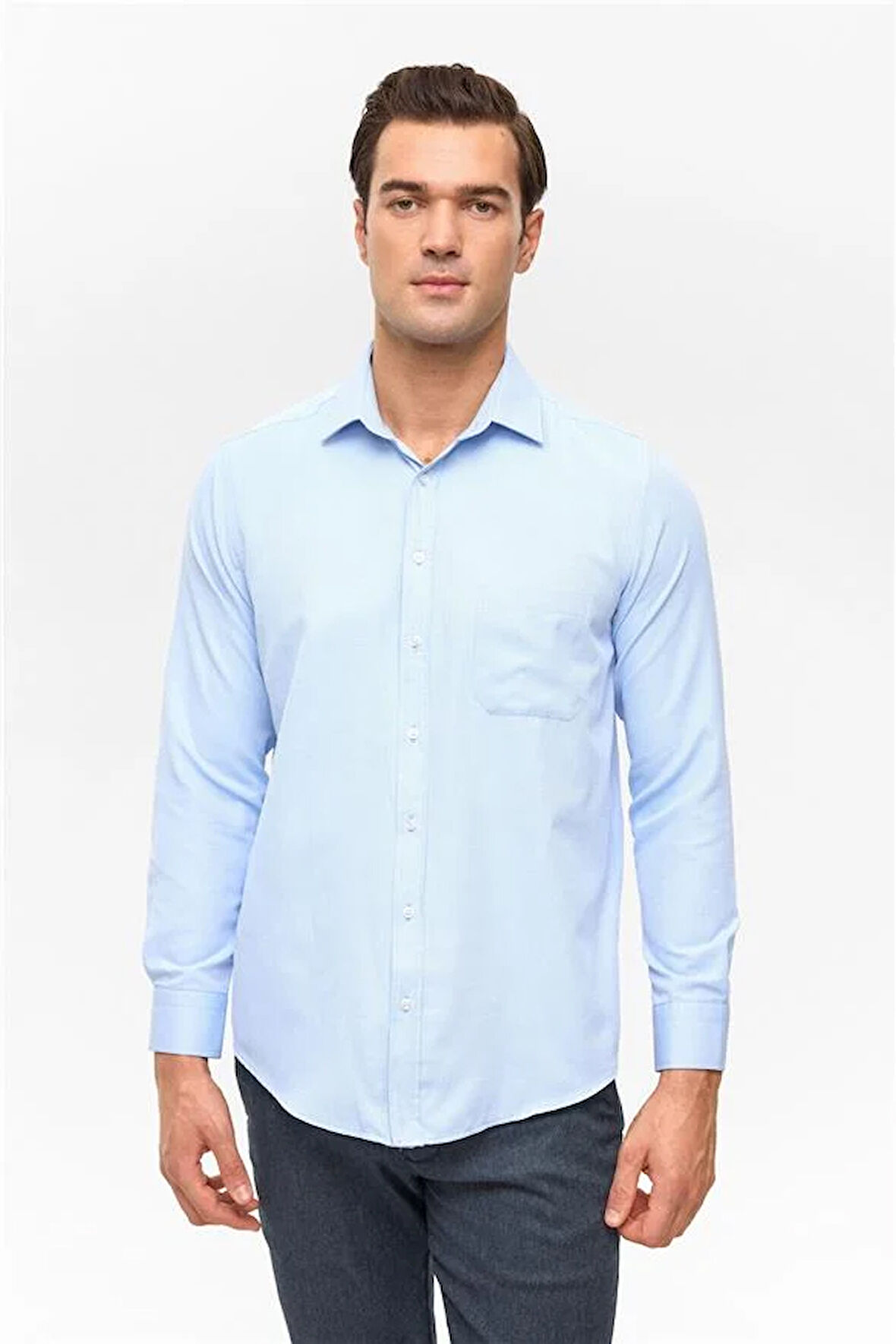 Mavi Regular Desenli Klasik Yaka Gömlek