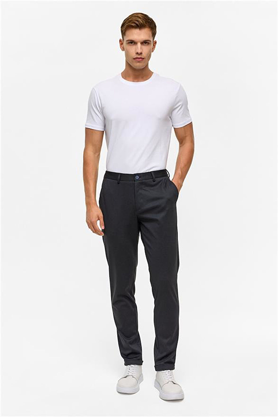 Lacivert Slim Armürlü Jogger Pantolon