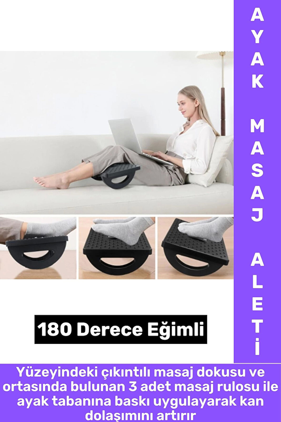 Premium Ev Ofis Gündelik Kullanım Bel Dik Duruş Bozukluğu Düzelten Eğimli Ayak Destek Masaj Aleti