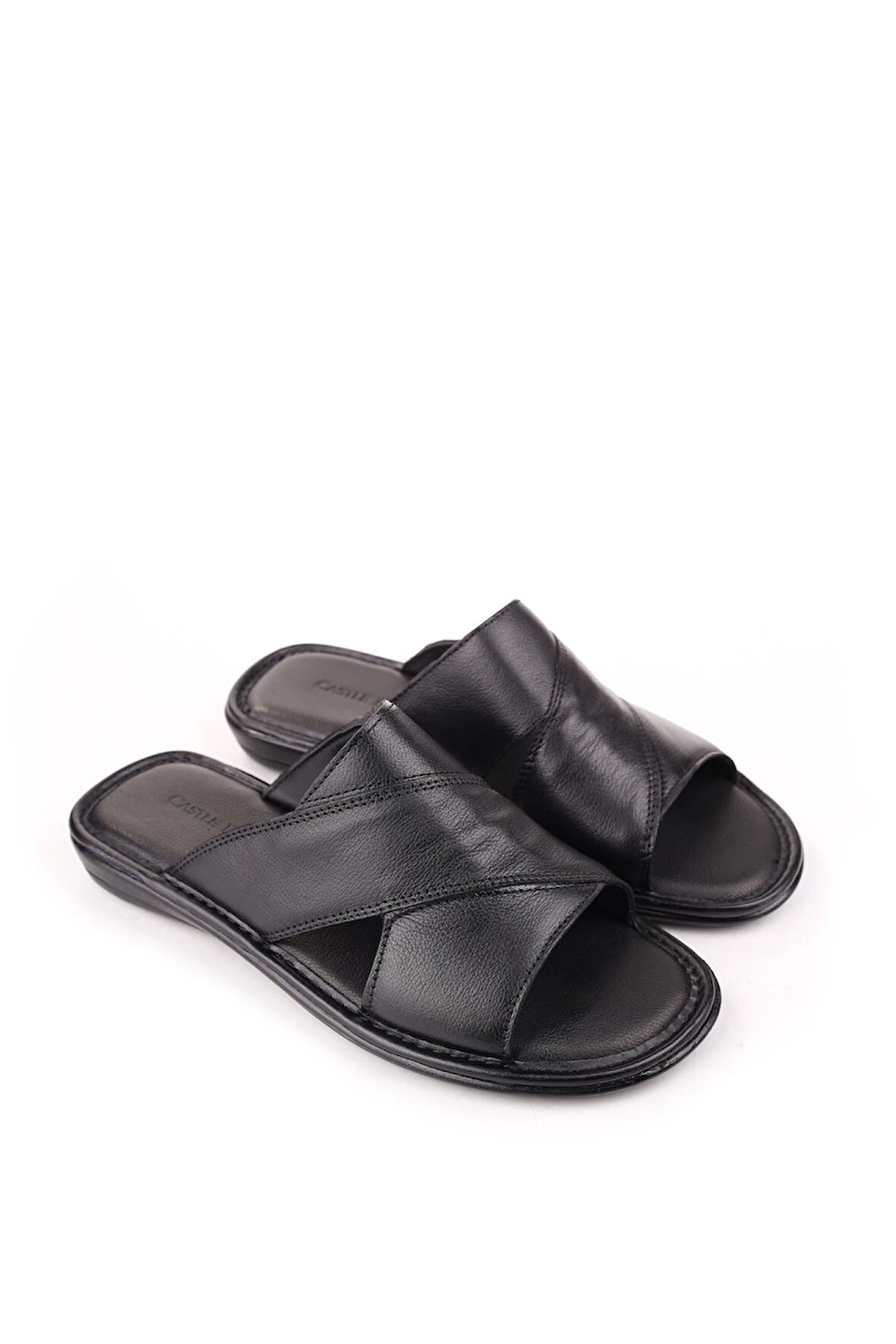 Castle Black 8523 Erkek Ortopedik Taban Hakiki Deri Terlik