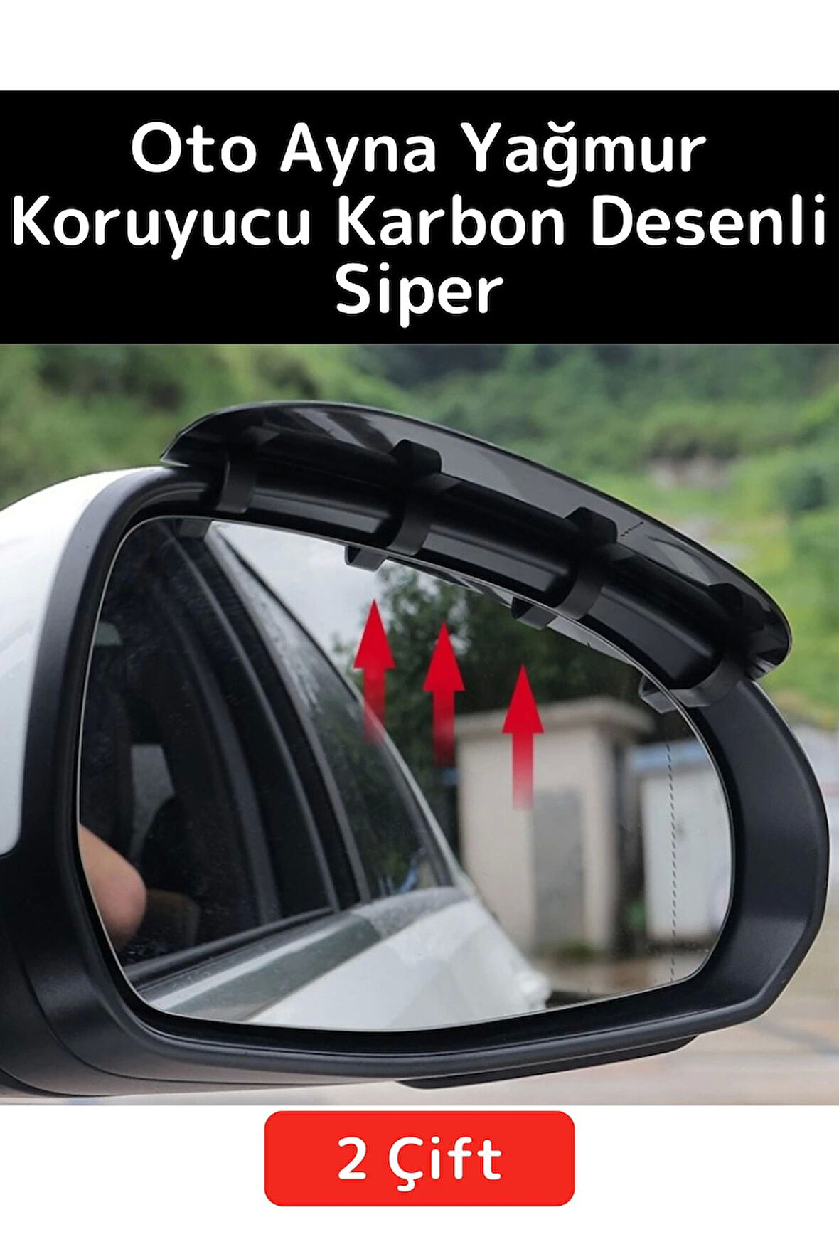 Premium Yüksek Kaliteli Otomobil Ayna Yağmur Koruyucu Karbon Desenli Otomobil Yan Ayna Siper 2 Çift