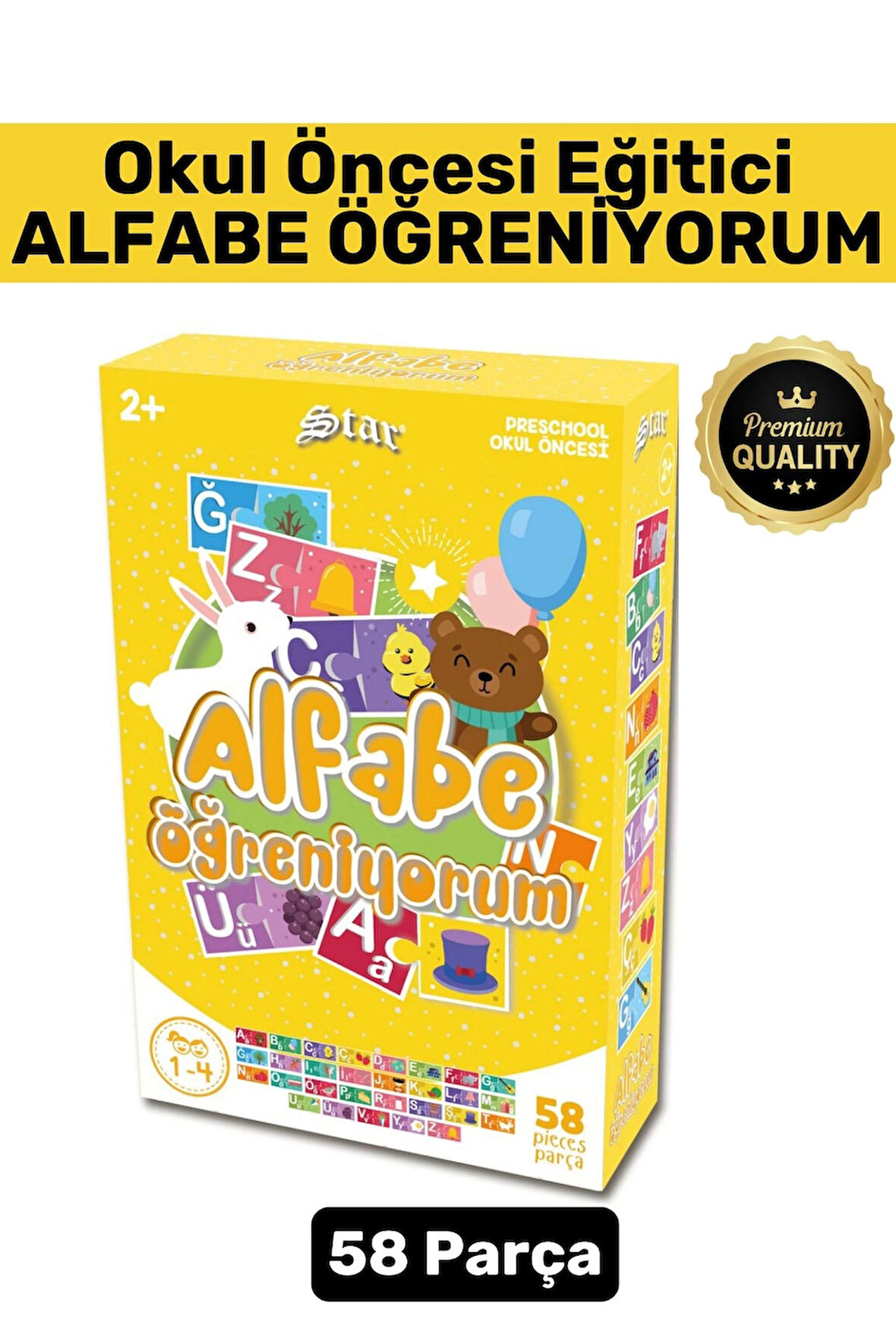 Preschool Eğitici Öğretici Zeka Dil Geliştirici Okul Öncesi Eğlenceli Puzzle-ALFABE ÖĞRENİYORUM