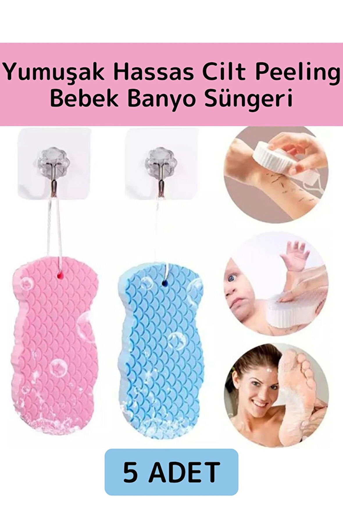 Yüksek Kaliteli Ultra Esnek Yumuşak Peeling Hassas Cilt Bebek Banyo Ovalama Süngeri Banyo Lifi 5Adet