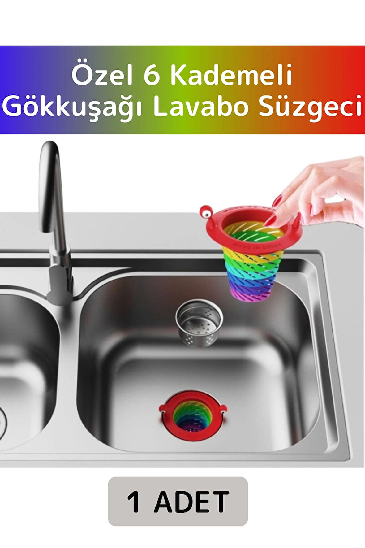 Uzun Ömürlü 6 Kademeli Katlanabilir Gökkuşağı Mutfak Lavabo Musluk Tıkanma Önleyici Lavabo Süzgeci