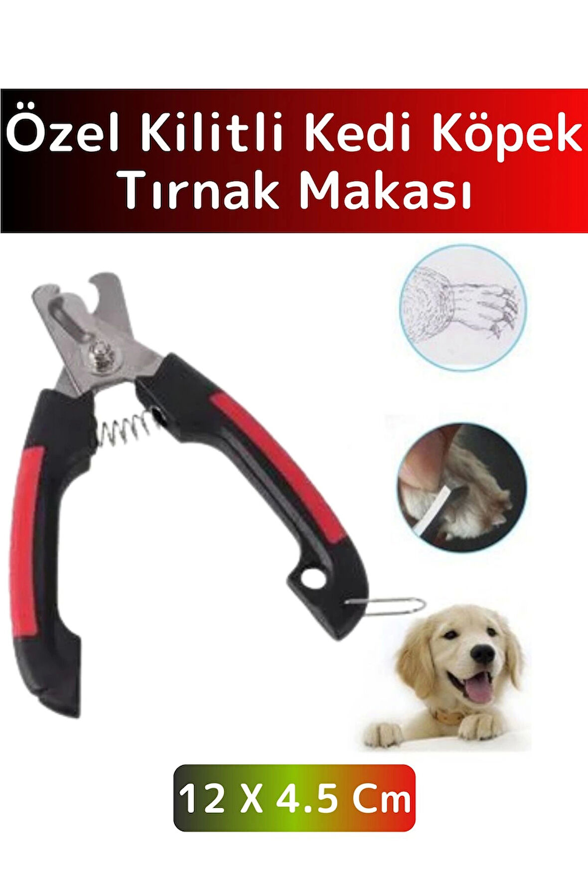 Premium Yüksek Kaliteli Güvenlik Kelepçeli Asmalı Petshop Evcil Hayvan Pet Kedi Köpek Tırnak Makası