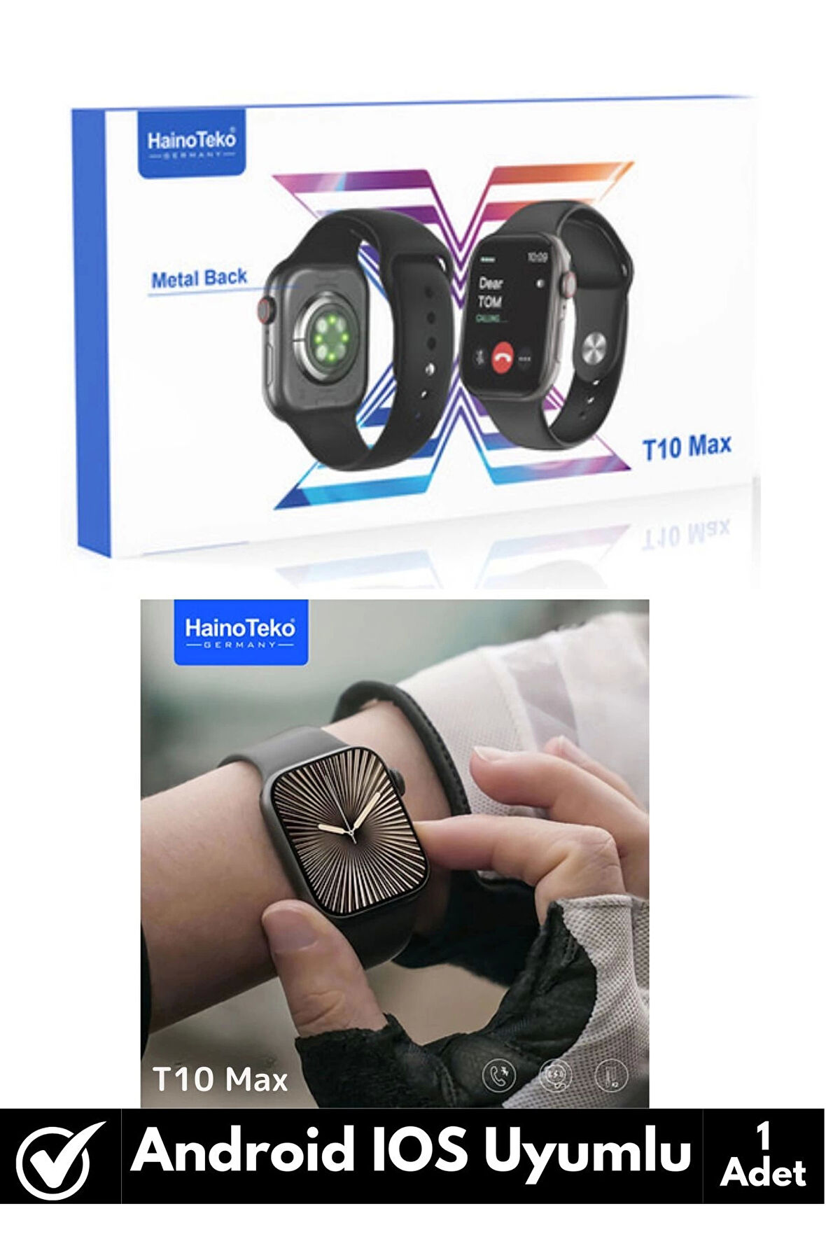 Premium Amoled Ekran Çift Kordonlu T 10 Max Watch Kol Saati Arama Bildirim NFC Akıllı Saat