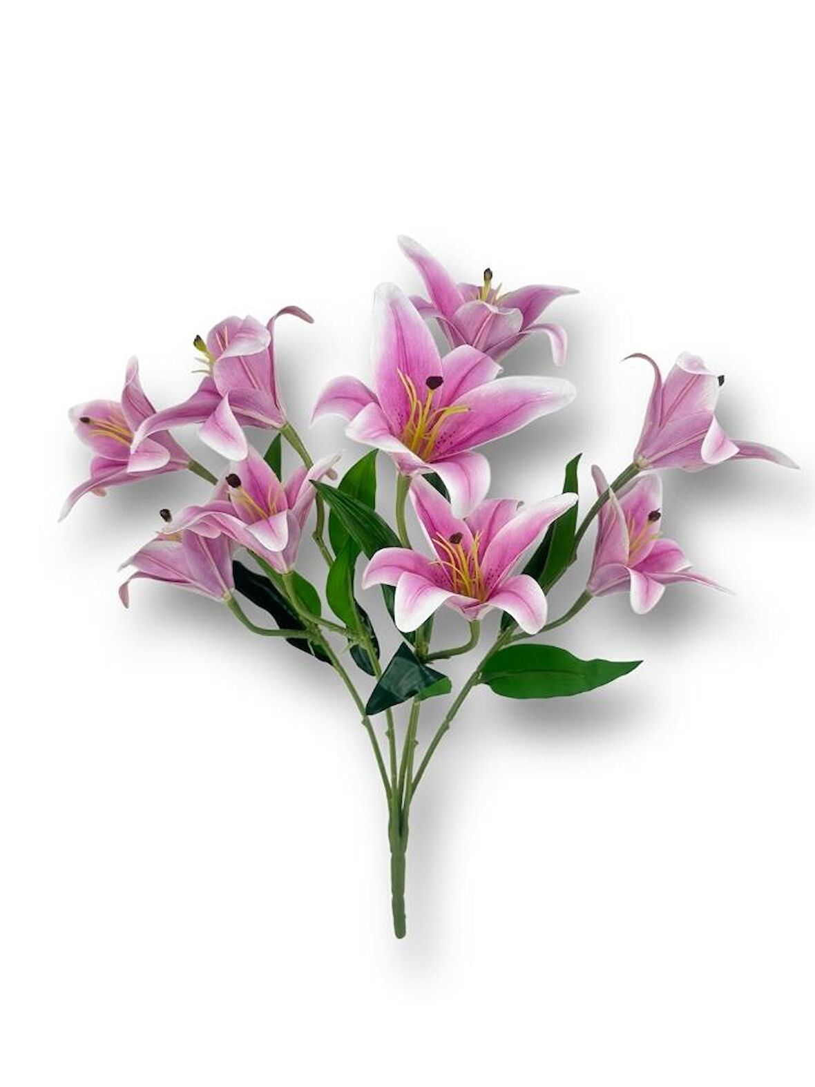 Yapay Çiçek Islak Lilyum Açık Lila Renk 9 Çiçekli 55cm Gerçeksi Doku A Kalite