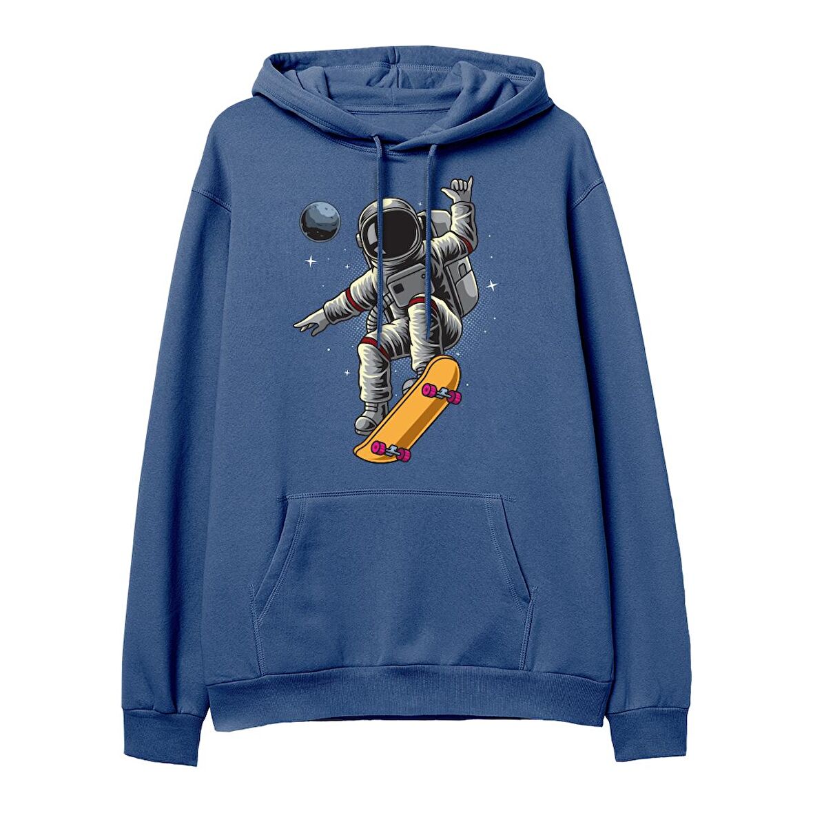 Astro-13 Baskılı Hoodie-Royal Mavi