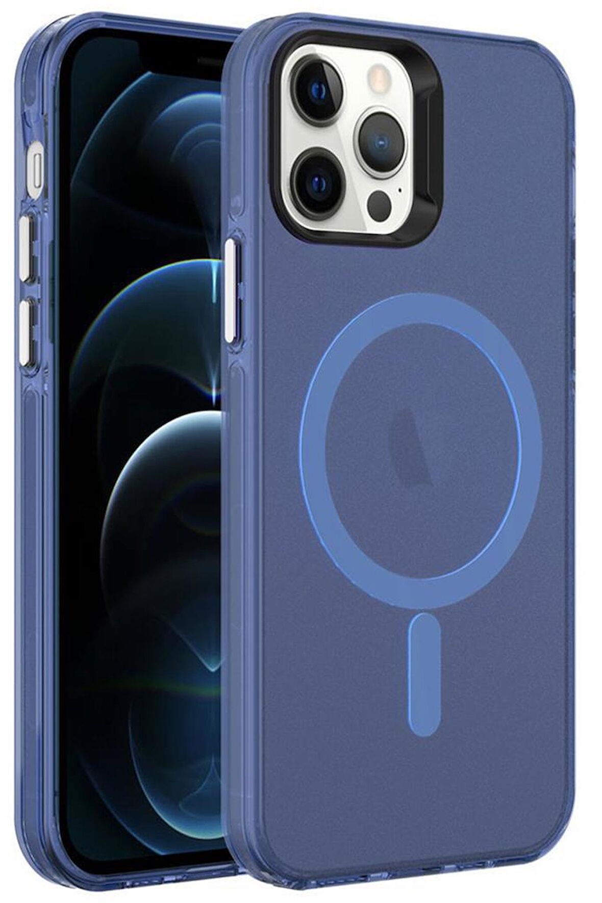 Apple iPhone 12 Pro Kılıf Magsafe Şarj Özellikli Buzlu Transparan C-Pro Sert Kapak