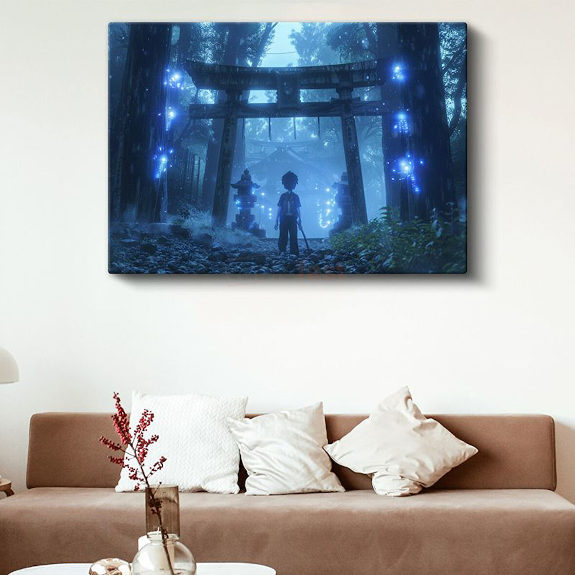 Kutsal Kapı - Mavi Orman Anime Kanvas Tablo