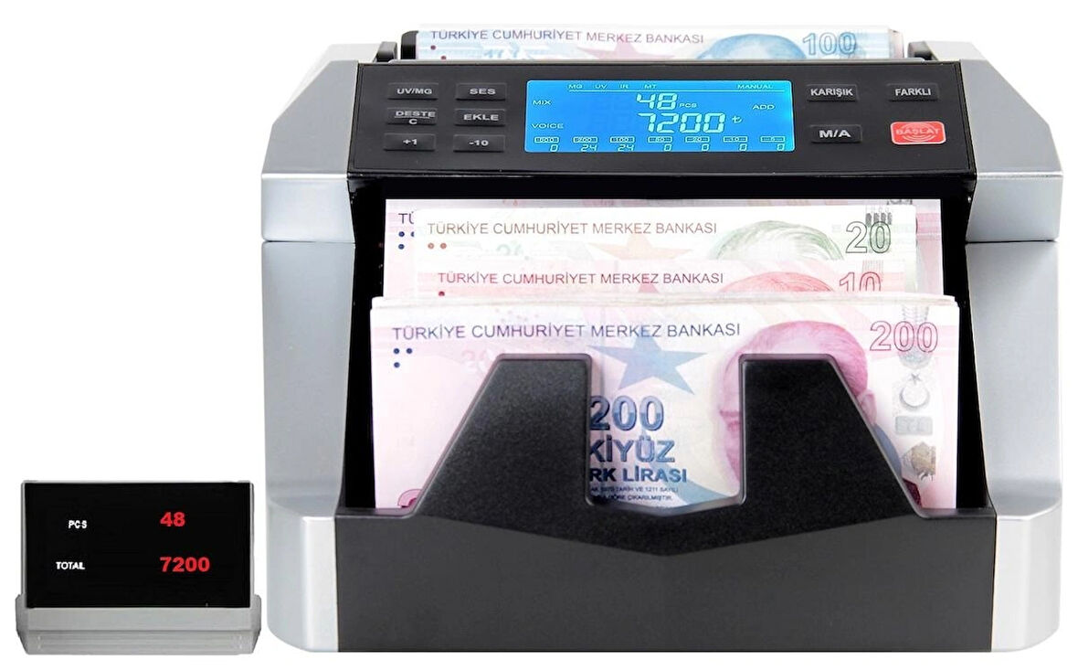 Sigma SC8520S Karışık Para Sayma Makinesi - TL Karışık, Euro ve Usd Adet Sayım - Sahte Para Yakalama - Müşteri Ekranı