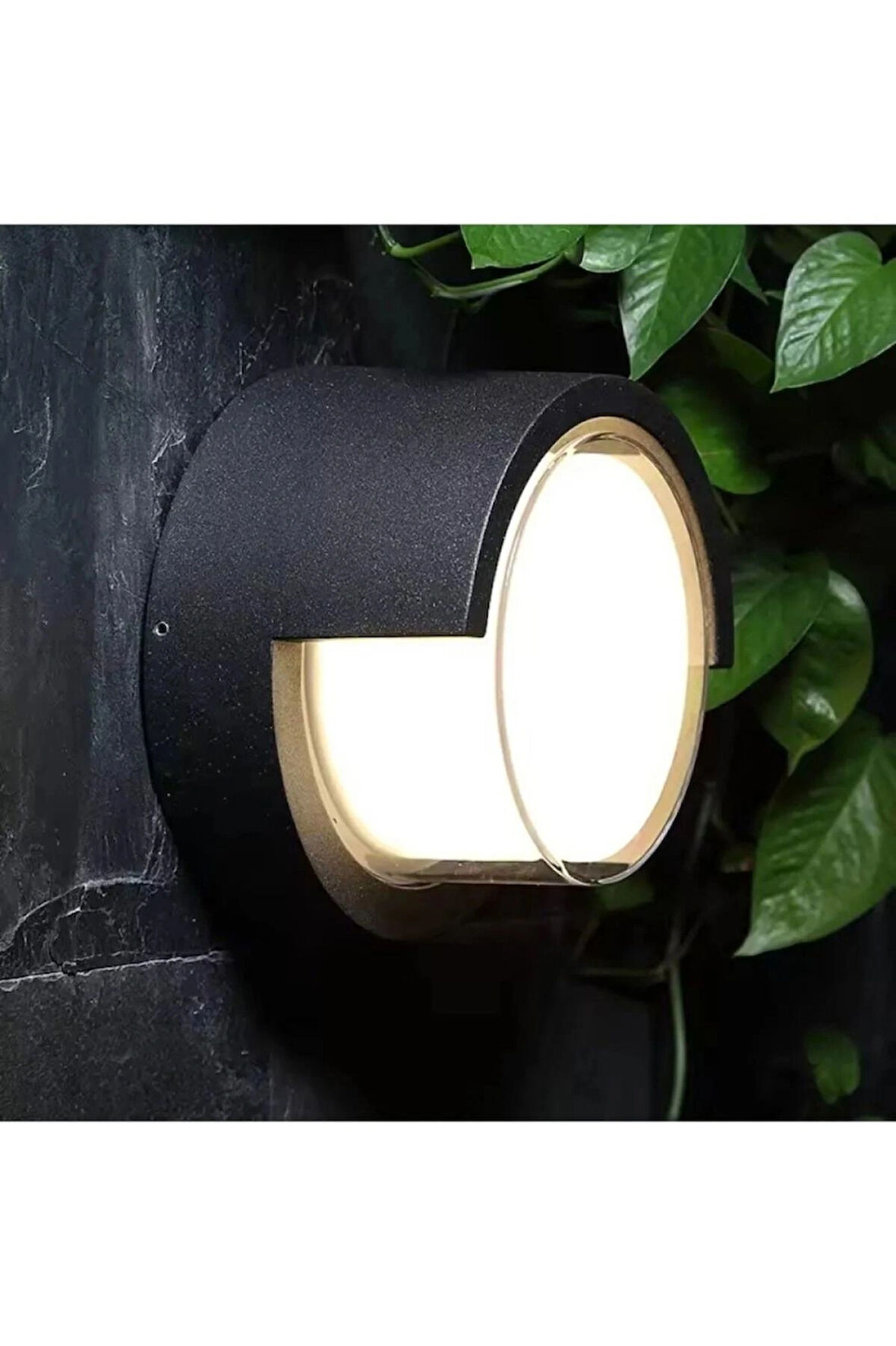 5 W Yuvarlak Kapaklı Led Duvar Aplik Suga-5 Rc Sarı Işık (4200K) - Siyah - Ip54 