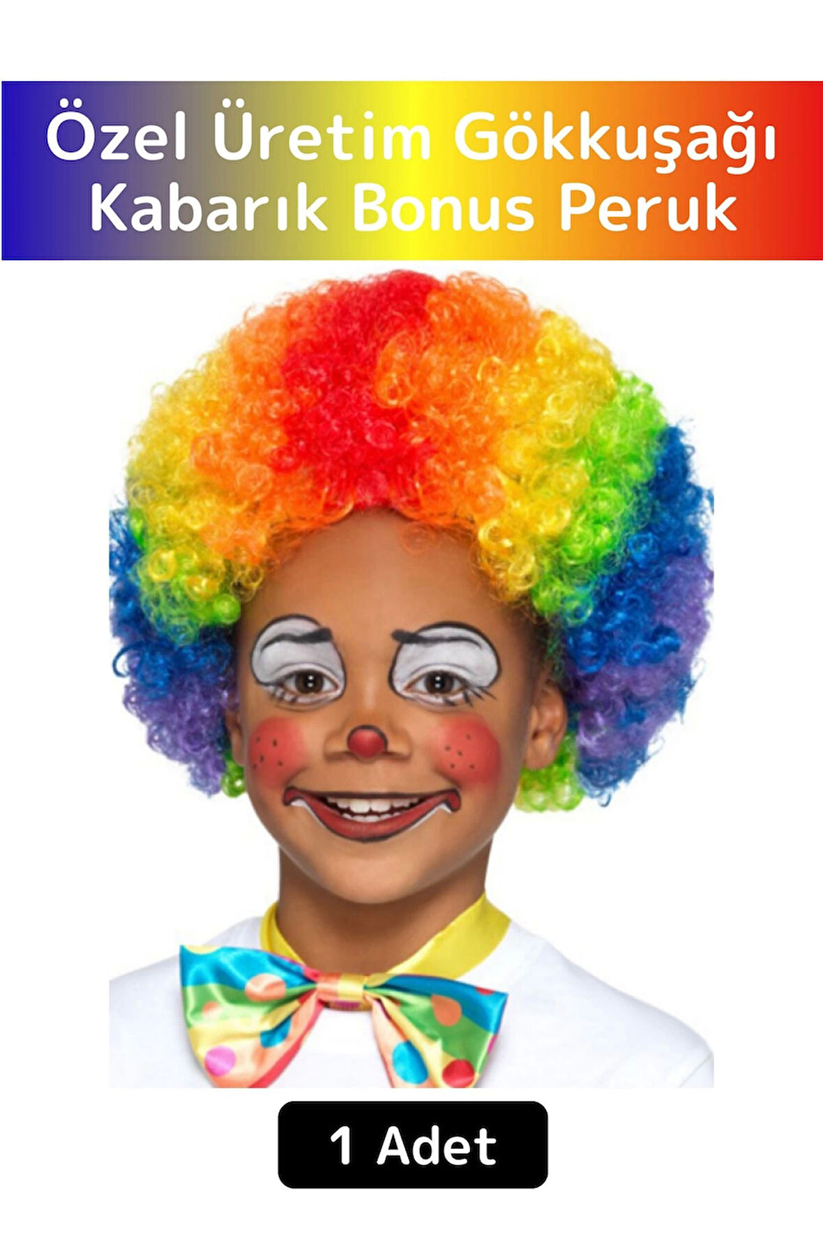 Premium Eğlenceli Etkinlik Kostüm Cadılar Bayramı Kabarık Bonus Afro Kıvırcık Unisex Parti Peruğu