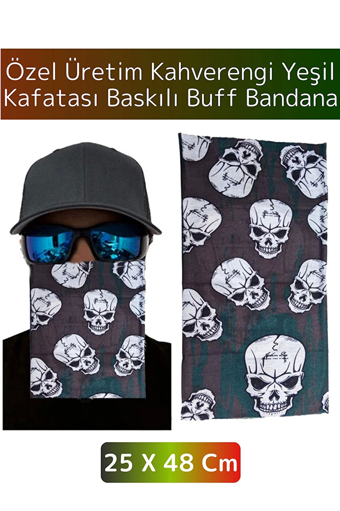 Yüksek Kaliteli Şık Kuru Kafa Tasarımlı Motor Açık Hava Spor Çok Amaçlı Saç Boyun Bilek Buff Bandana