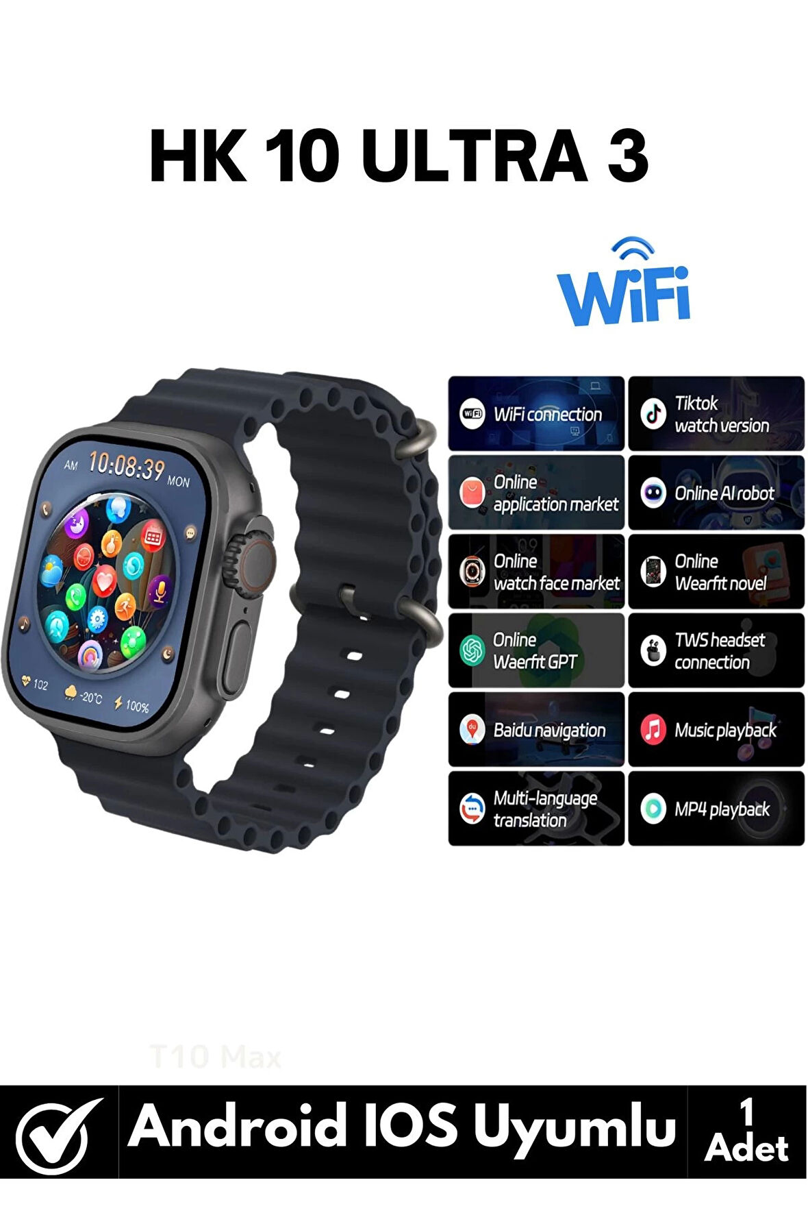 Premium Watch Wifi 3 Hk9/10 Wifi/navigasyon/sms/bildirim/application Destekli 4g Amoled Android Saat