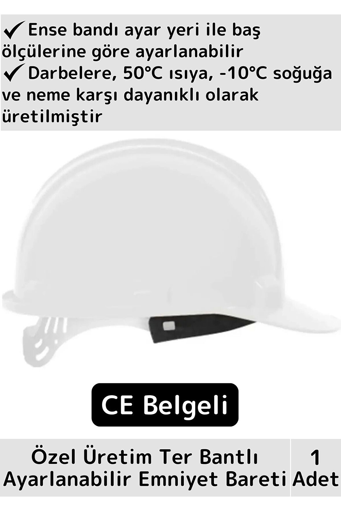 CE Belgeli Ter Bantlı Ayarlanabilir İnşaat İş Güvenliği Emniyet Bareti Beyaz