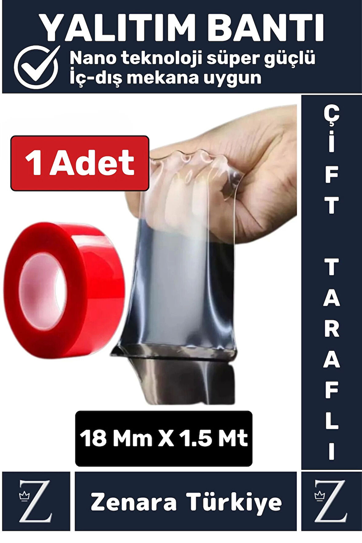 Premium Nano Teknoloji Süper Güçlü Tamir Cam İç Dış Mekan Montaj Çift Taraflı Şeffaf Bant 1.5 Metre