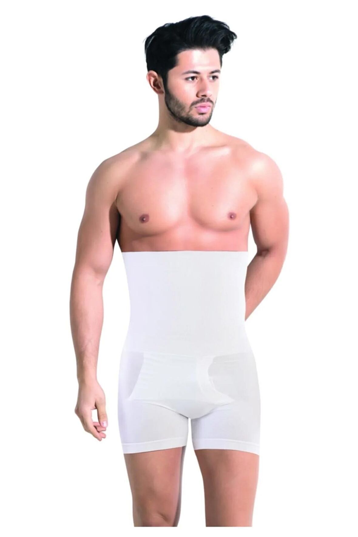 Erkek Beyaz Iz Yapmaz Dikişsiz Yüksek Bel Toparlayıcı Duble Boxer Korse