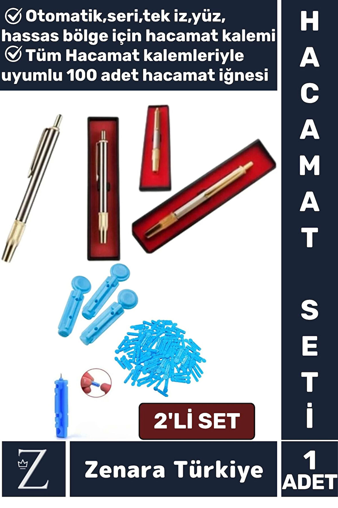 Özel Kutulu Yeni Nesil Yüz Hassas Bölge Rahat Seri Tek İz HACAMAT KALEMİ+100 Adet İğne Hediyeli