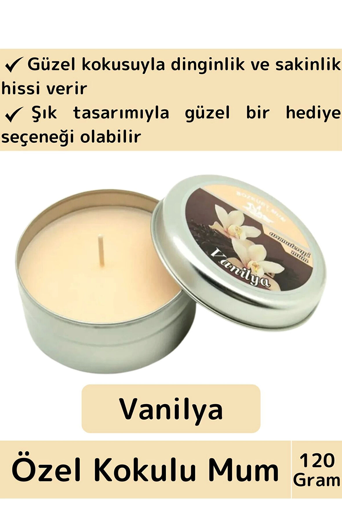 Premium Özel Metal Kutulu Arınma Huzur Meditasyon Yoga Esans Dekoratif Mum Oda Kokusu 120 Gram