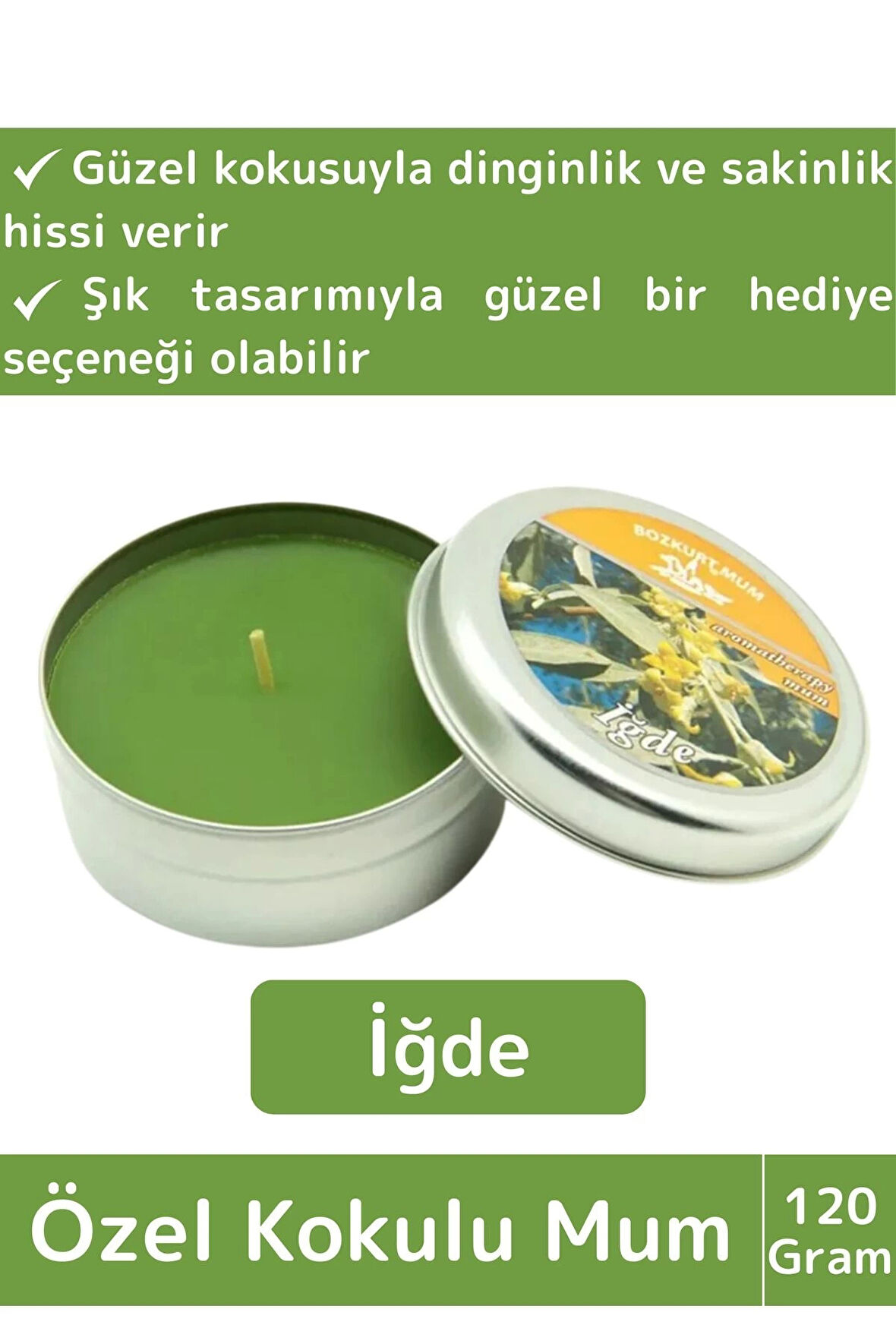 Premium Özel Metal Kutulu Arınma Huzur Meditasyon Yoga Esans Dekoratif Mum Oda Kokusu 120 Gram