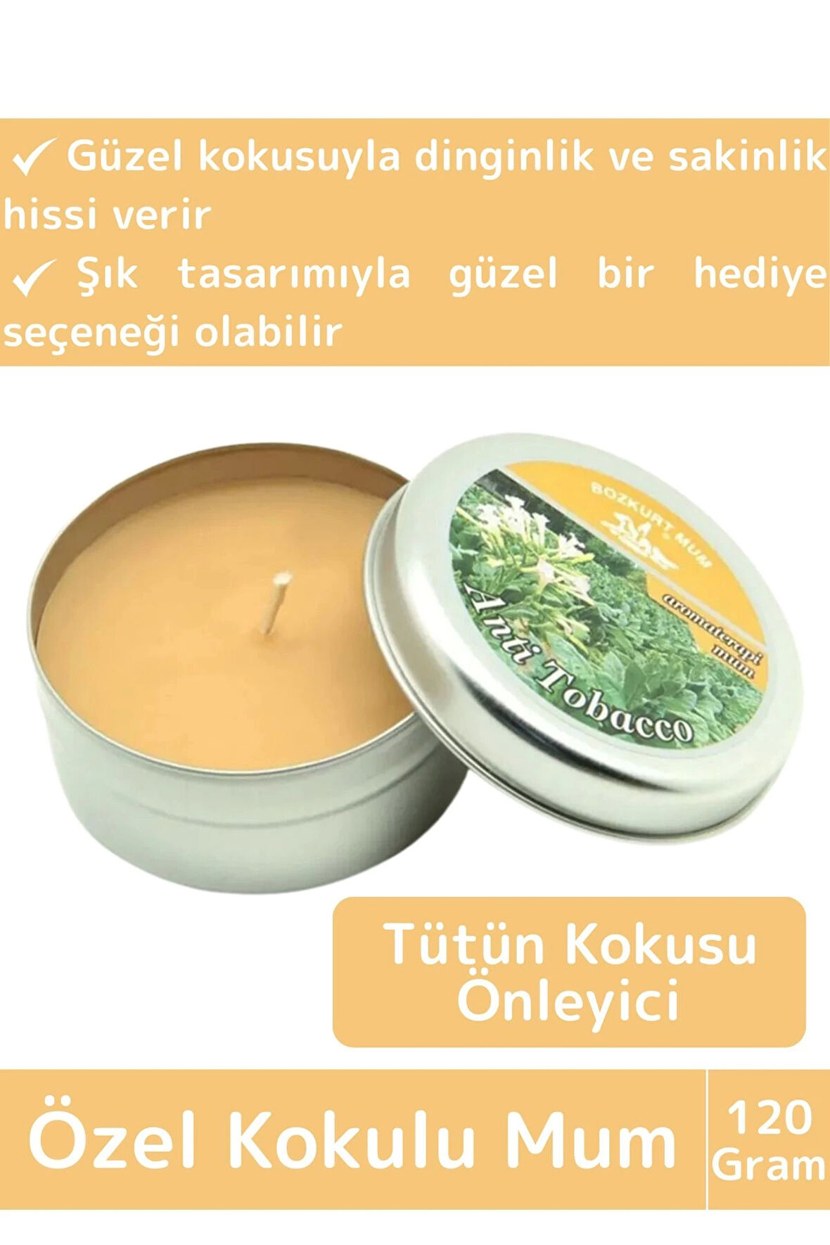 Premium Özel Metal Kutulu Arınma Huzur Meditasyon Yoga Esans Dekoratif Mum Oda Kokusu 120 Gram