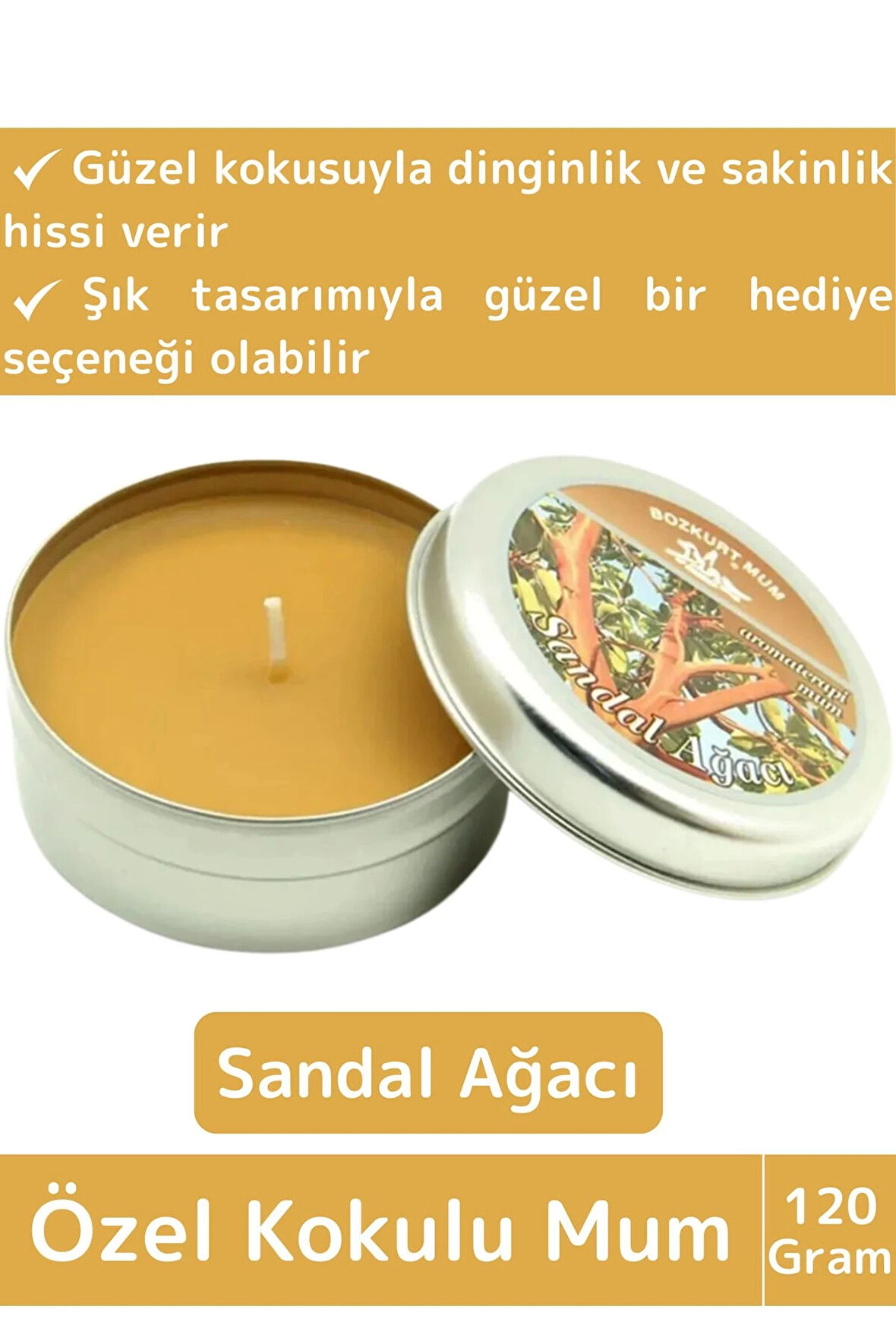 Premium Özel Metal Kutulu Arınma Huzur Meditasyon Yoga Esans Dekoratif Mum Oda Kokusu 120 Gram