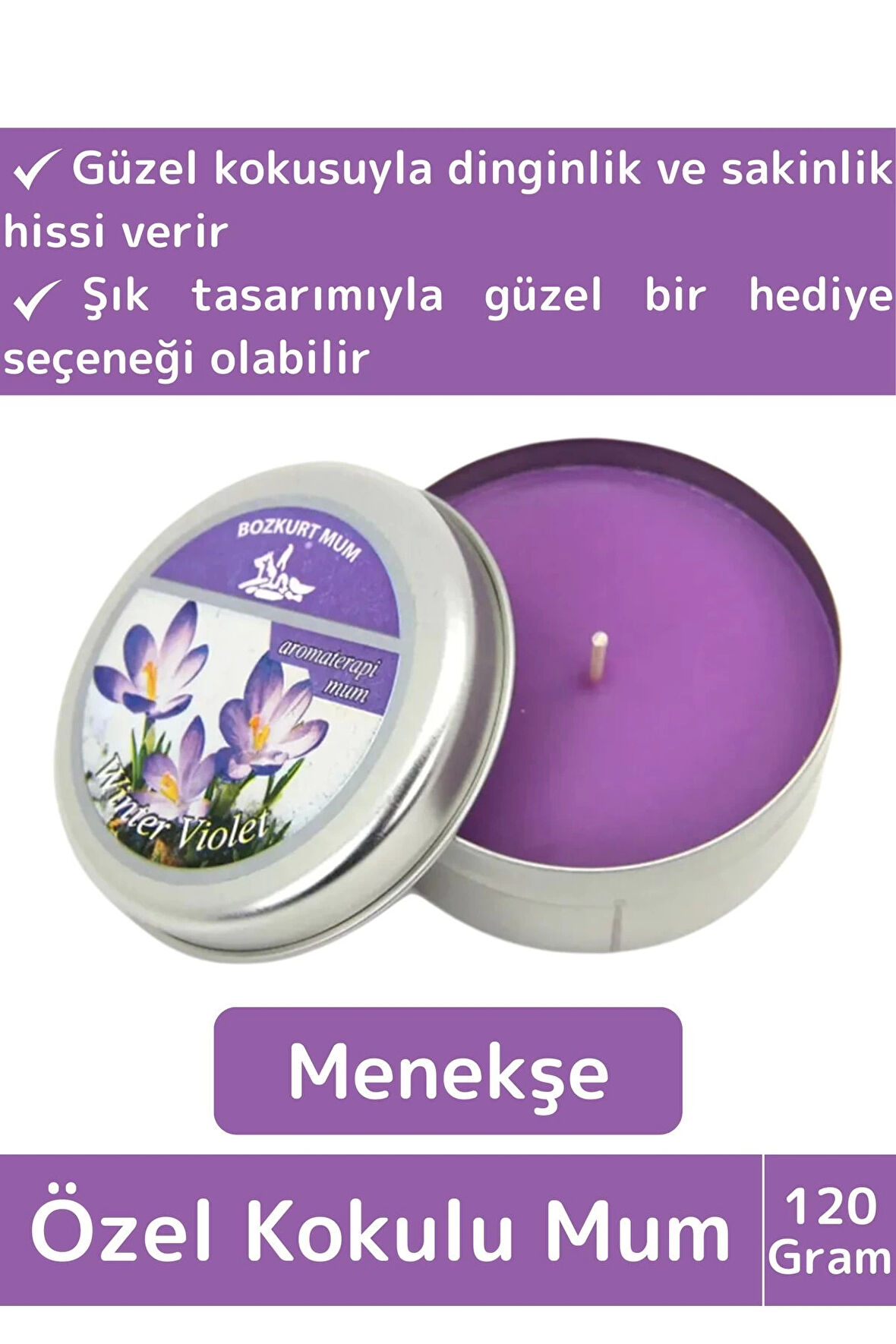 Premium Özel Metal Kutulu Arınma Huzur Meditasyon Yoga Esans Dekoratif Mum Oda Kokusu 120 Gram