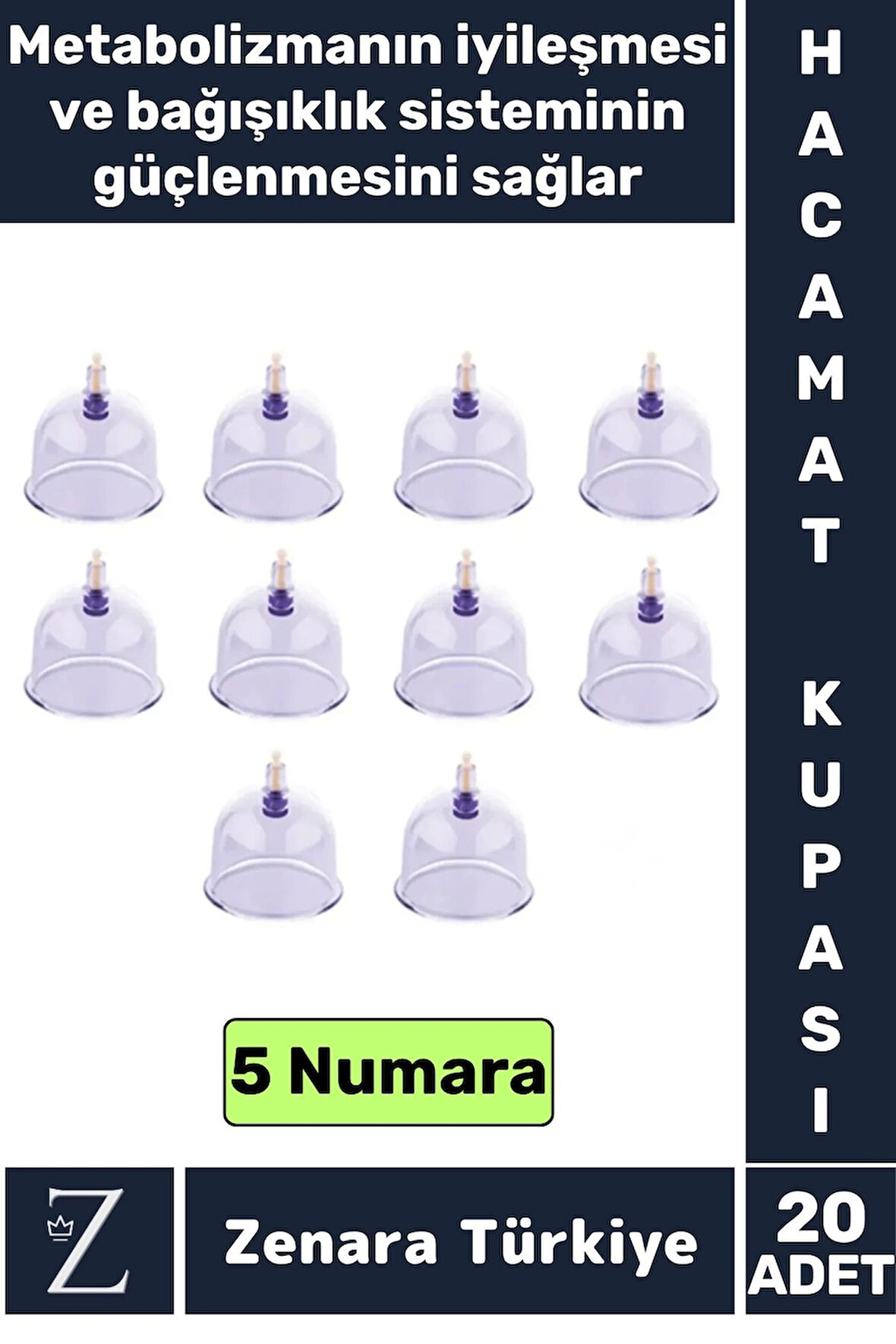 Yüksek Kaliteli Metabolizma Etkili Vakumlu Hacamat Kupası 5 NUMARA 20 ADET