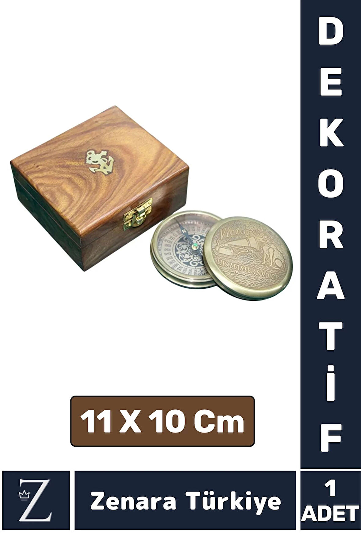 Özel Tasarım Erkek Arkadaş Sevgili Özel Gün Koleksiyon Hediye Ev Denizci PİRİNÇ Ahşap Kutulu PUSULA