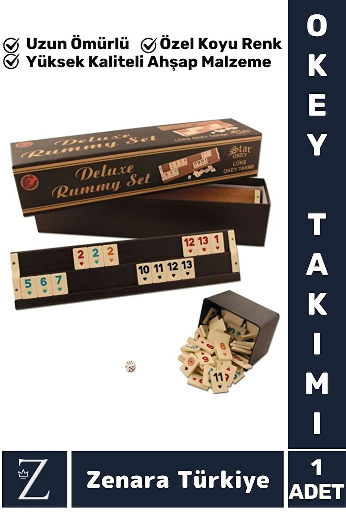 Deluxe Aile Ev Arkadaş Kahve Cafe Oyun Dayanıklı Kaymaz Tasarım Silinebilir 101 OKEY TAKIMI