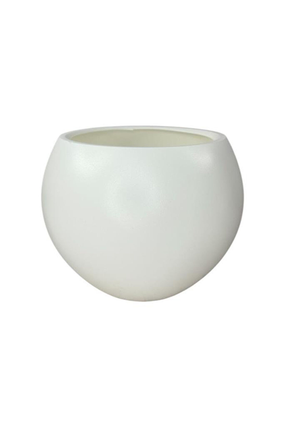Küre Yuvarlak Top Vazo Dekoratif Saksı BEYAZ 25*20cm