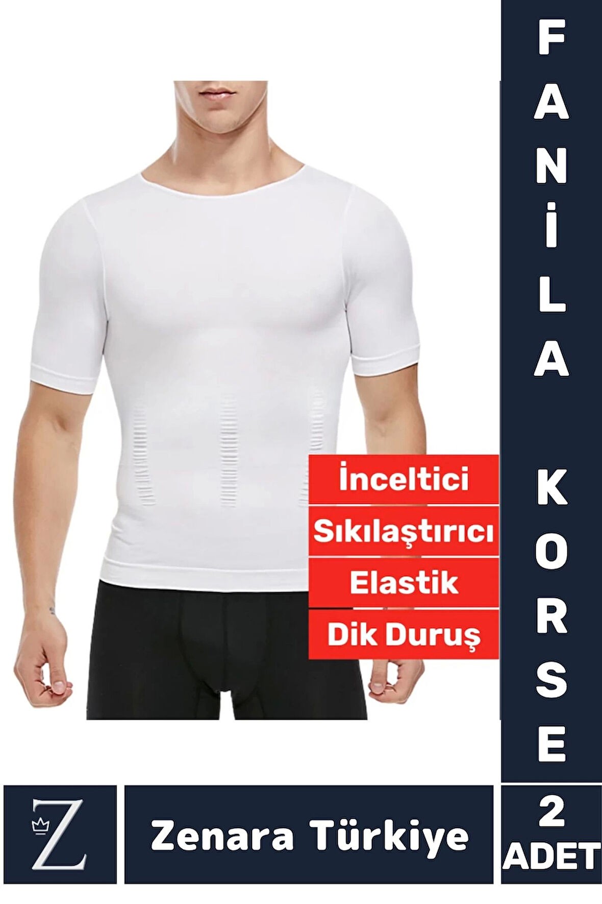 Jinekomasti Dik Duruş Göğüs Göbek Toparlayan Sıkılaştıran Ultra Esnek Erkek Fanila Korse 2 Adet