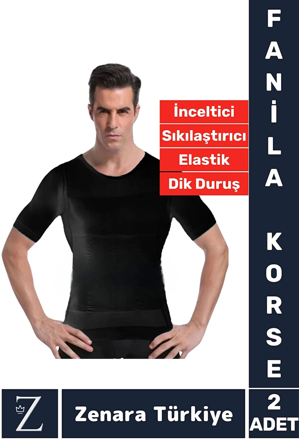 Jinekomasti Dik Duruş Göğüs Göbek Toparlayan Sıkılaştıran Ultra Esnek Erkek Fanila Korse 2 Adet