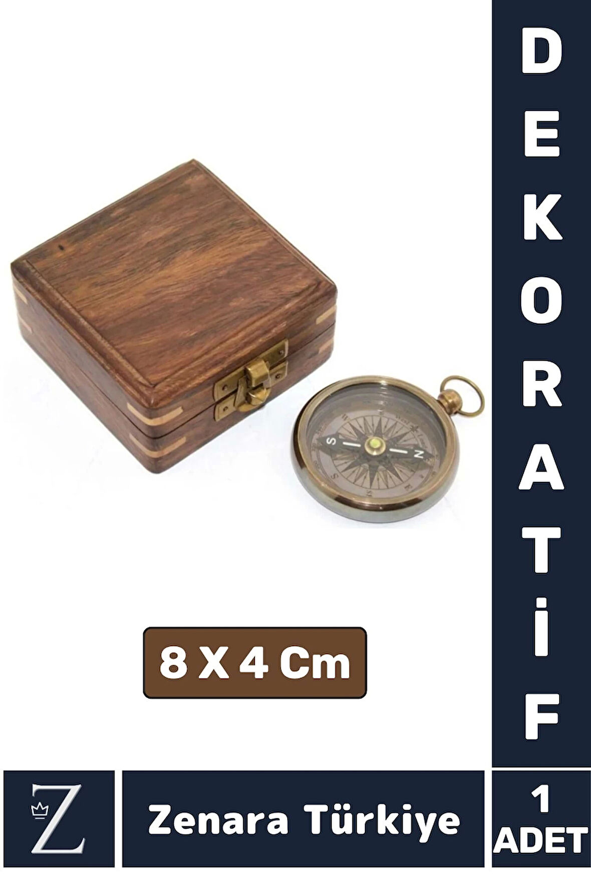 Premium Erkek Arkadaş Sevgili Özel Gün Koleksiyon Hediye Denizci Tema PİRİNÇ Ahşap Kutulu PUSULA