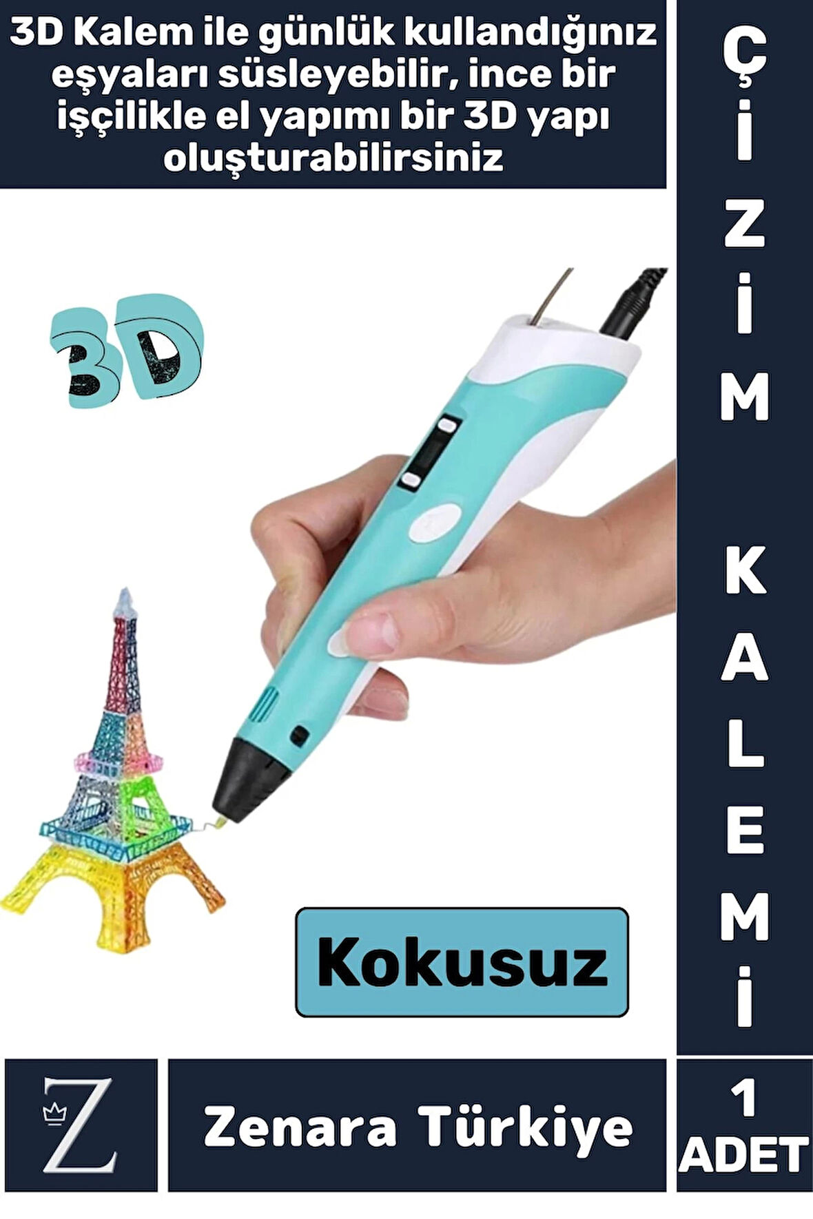 Ergonomik ABS Plastik Bükülebilir 3D Renkli Üç Boyutlu Çocuk Grafik Tablet Yazıcı 3D ÇİZİM KALEMİ