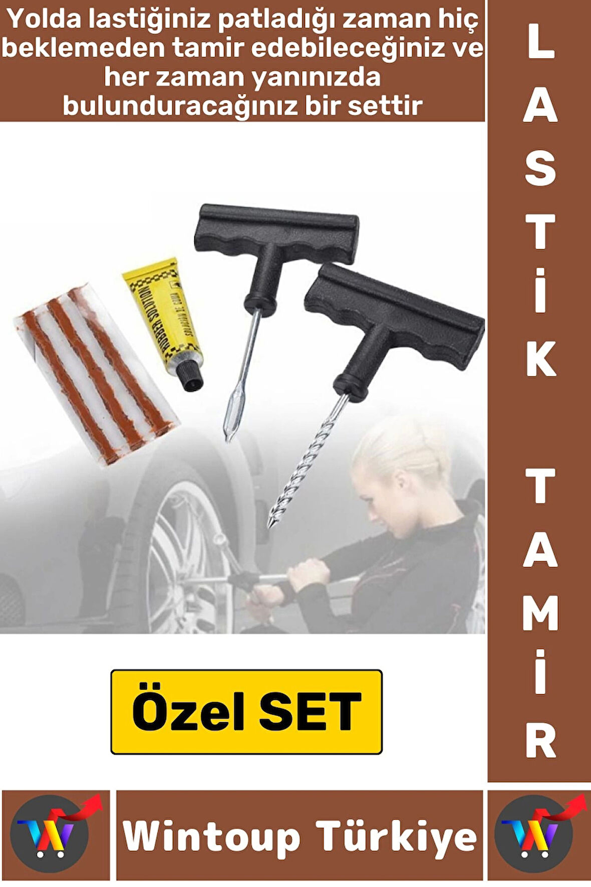 Premium Otomobil Kamyon Bisiklet Ticari Araç Motorsiklet Yama Tamir Acil Durum Lastik Tamir Seti