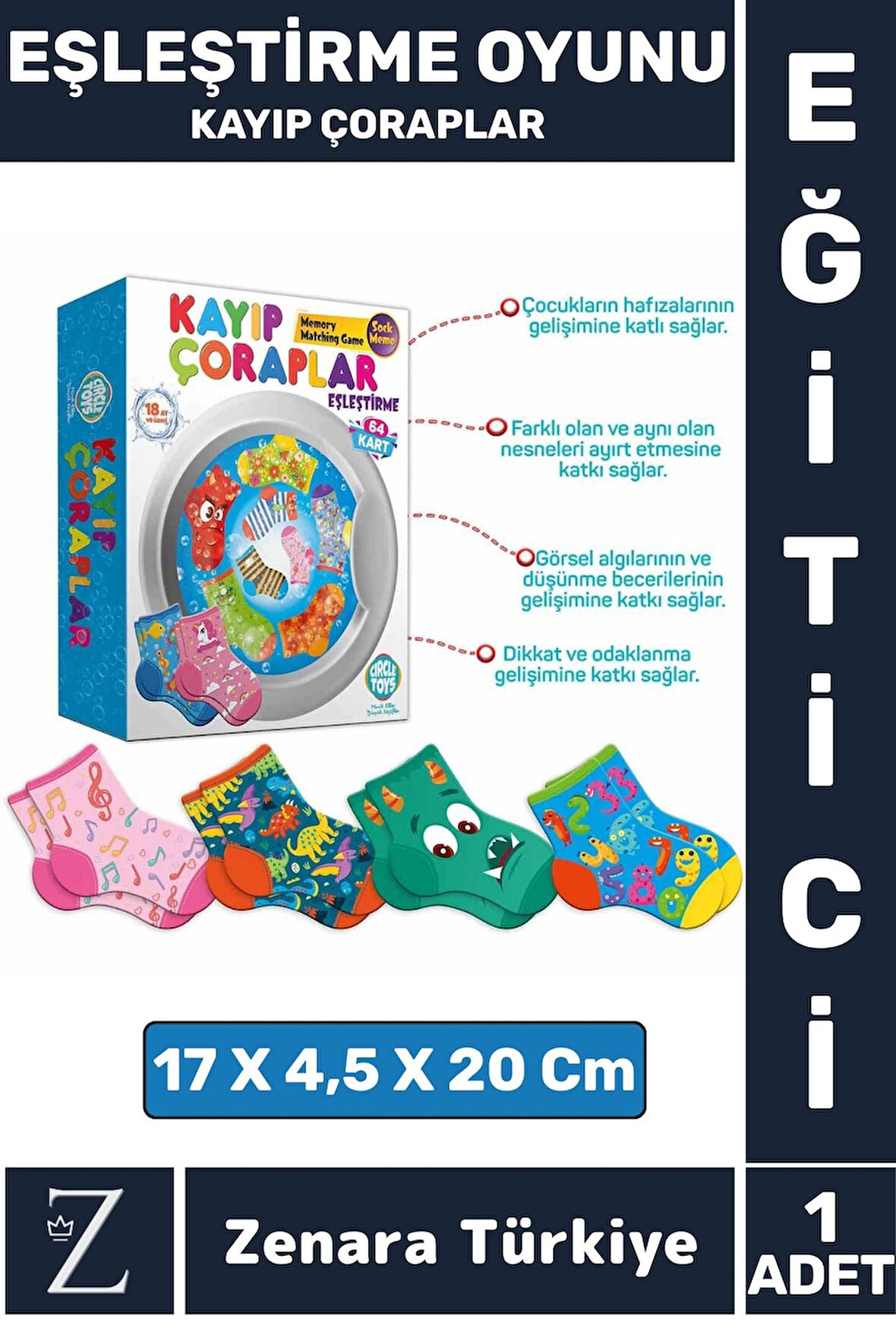 Çocuk Eğitici Zeka El Göz Koordinasyonu Dikkat Geliştirici Eğlenceli Eşleştirme Oyunu-KAYIP ÇORAPLAR