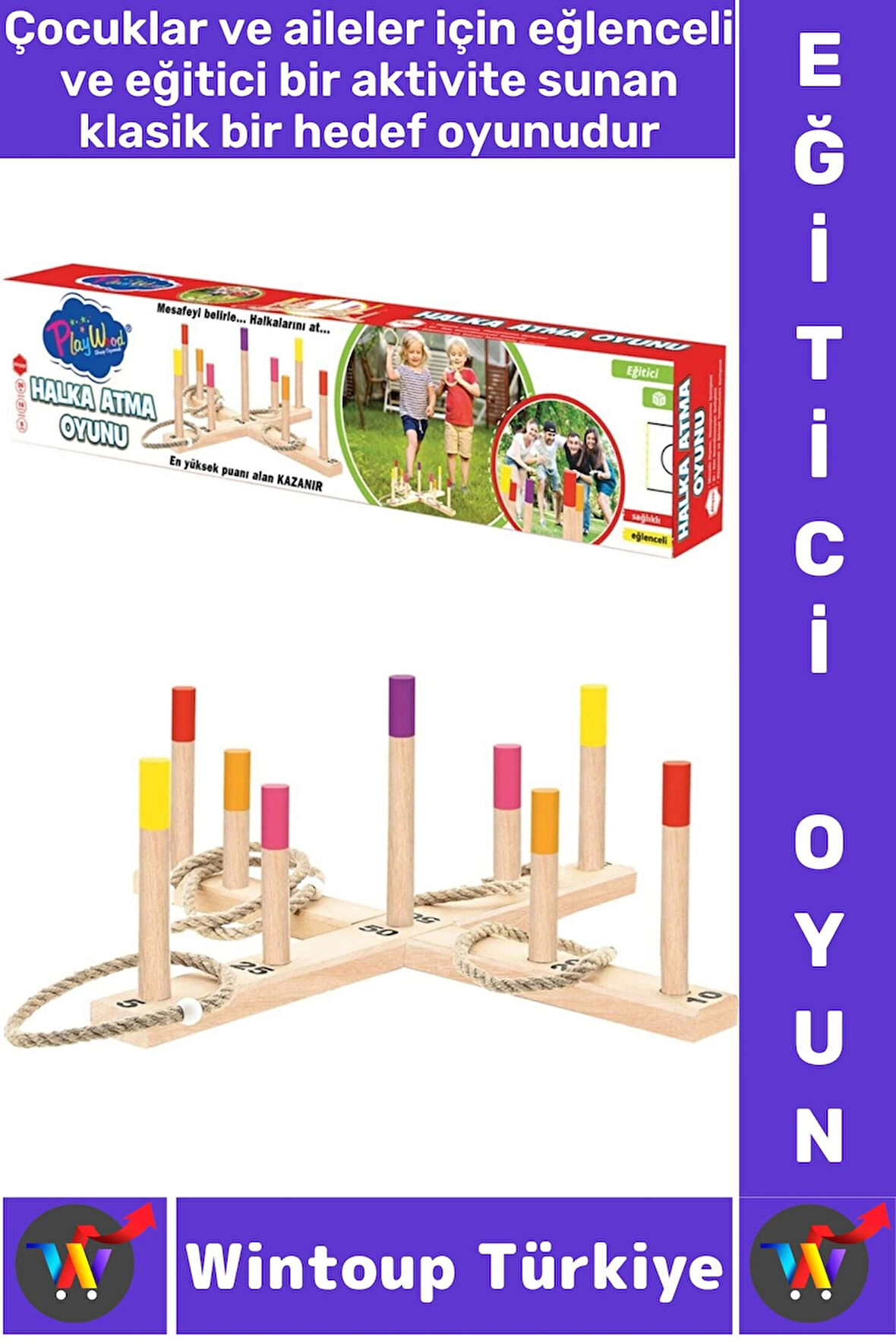 Eğlenceli El Göz Koordinasyonu Denge Odaklanma Geliştirici Aile Çocuk Eğitici AHŞAP HALKA ATMA OYUNU