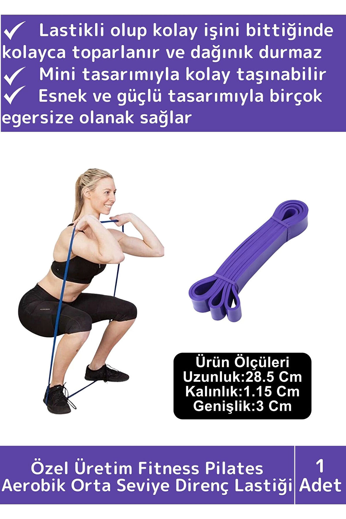 Özel Üretim Dayanıklı Orta Sert Zayıflama Fitness Squat Pilates Jimnastik Spor Aerobik Direnç Bantı