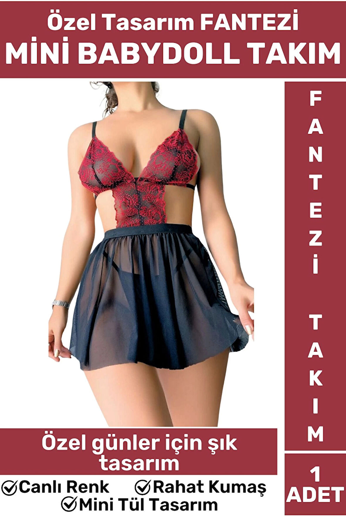 Özel Kreasyon Yüksek Kaliteli Özel Gün Cosplay Mini Tül Tasarım FANTEZİ BABYDOLL TAKIM