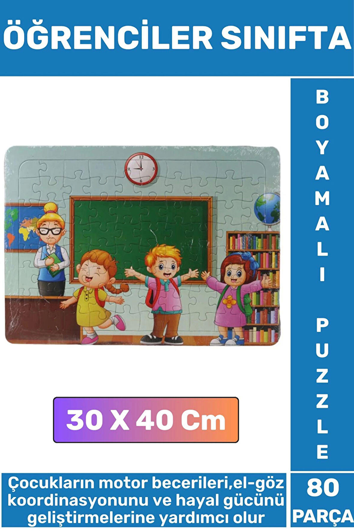 Premium Eğlenceli El Göz Koordinasyonu Motor Becerisi 80 Parça Boyamalı Puzzle ÖĞRENCİLER SINIFTA