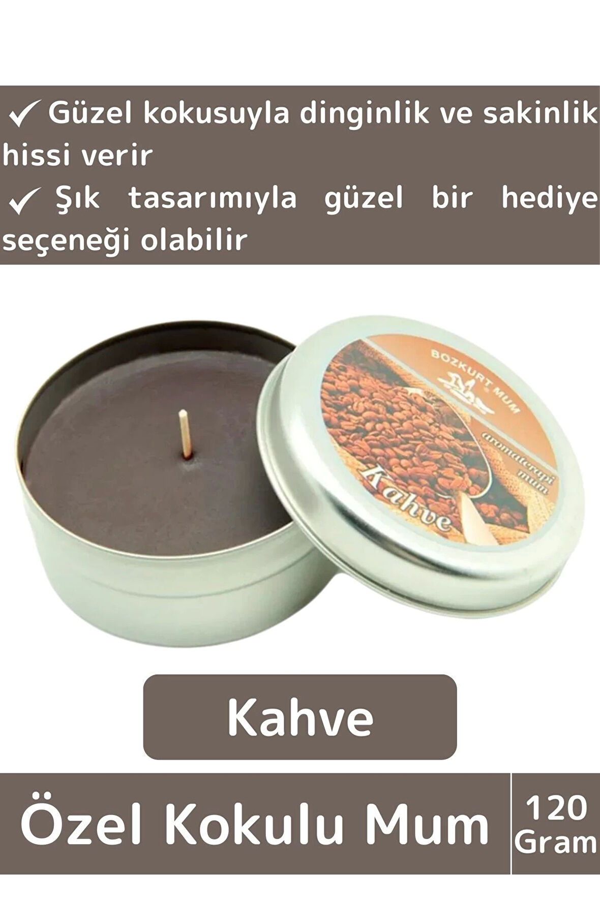 Premium Özel Metal Kutulu Arınma Huzur Meditasyon Yoga Esans Dekoratif Mum Oda Kokusu 120 Gram