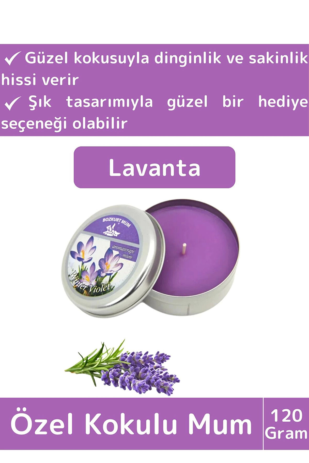 Premium Özel Metal Kutulu Arınma Huzur Meditasyon Yoga Esans Dekoratif Mum Oda Kokusu 120 Gram