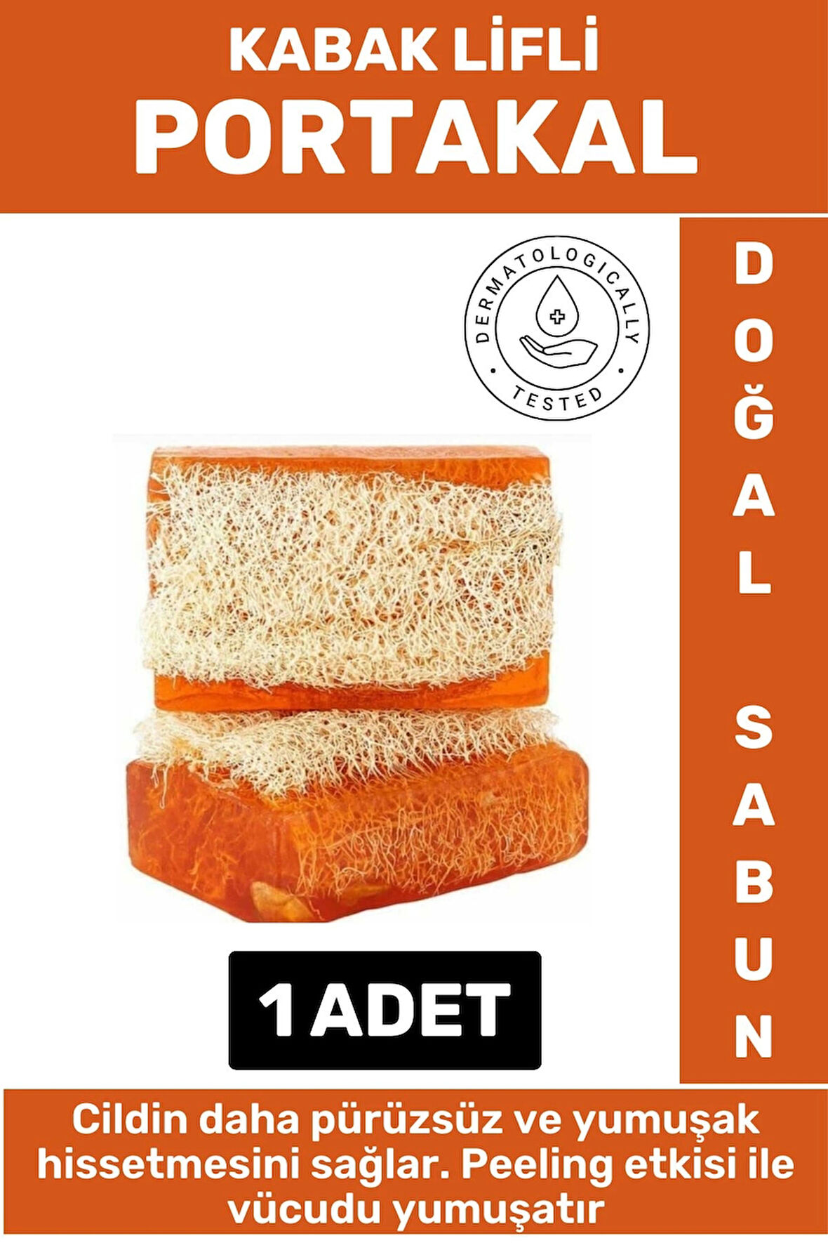 Özel Üretim Masaj Etkili Nemlendirici Kuruluk Giderici Doğal Kabak Lifli Portakal Sabunu 1 Adet