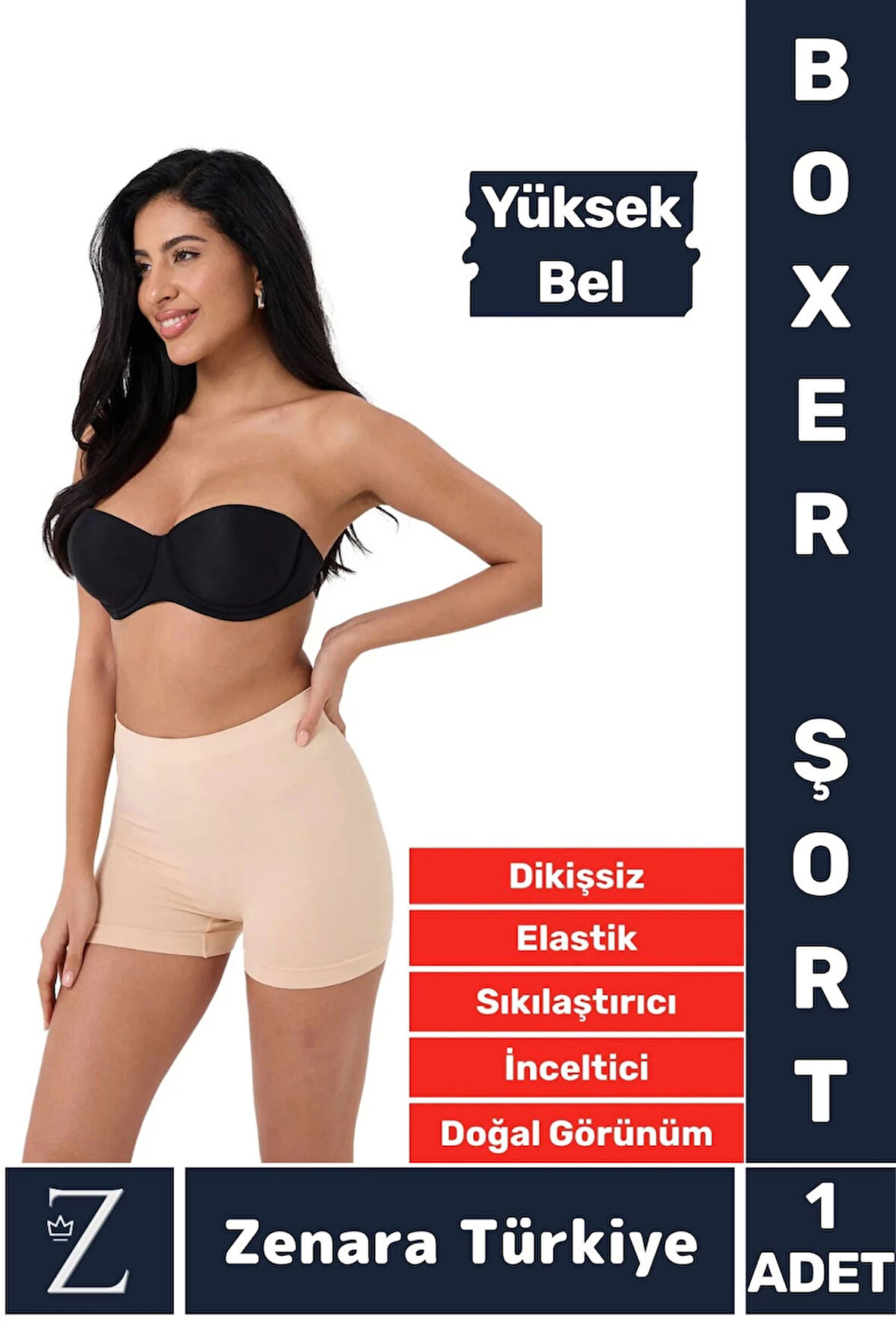 Gündelik İz Göstermez Vücut Sıkılaştıran İncelten Toparlayan Dikişsiz Yüksek Bel Boxer Şort Korse