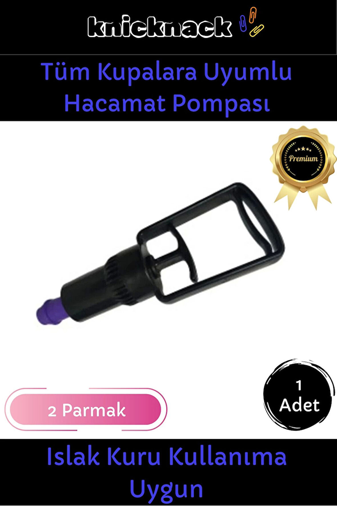 Özel Üretim Tüm Kupalara Uyumlu 2 Parmak Islak Kuru Kullanıma Uygun Dayanıklı Hacamat Pompası 1 Adet