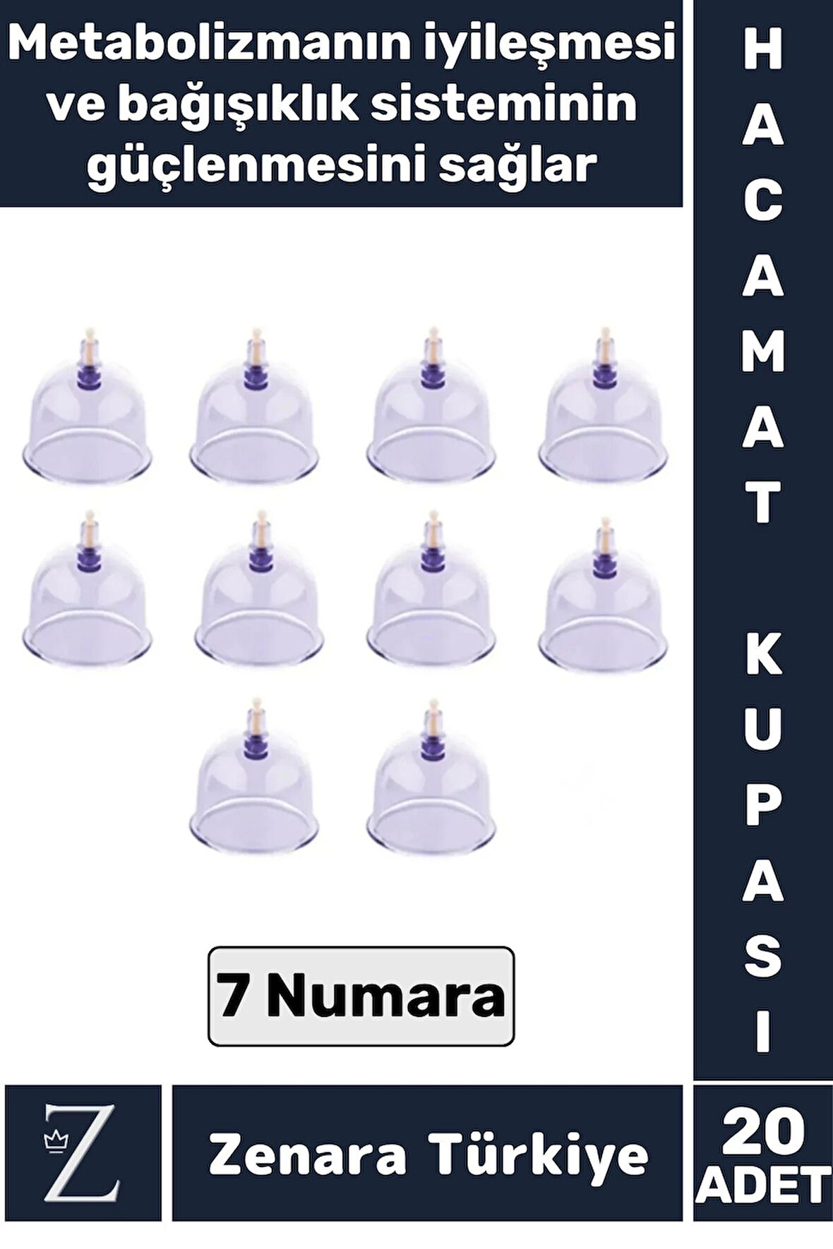 Yüksek Kaliteli Metabolizma Etkili Vakumlu Hacamat Kupası 7 NUMARA 20 ADET
