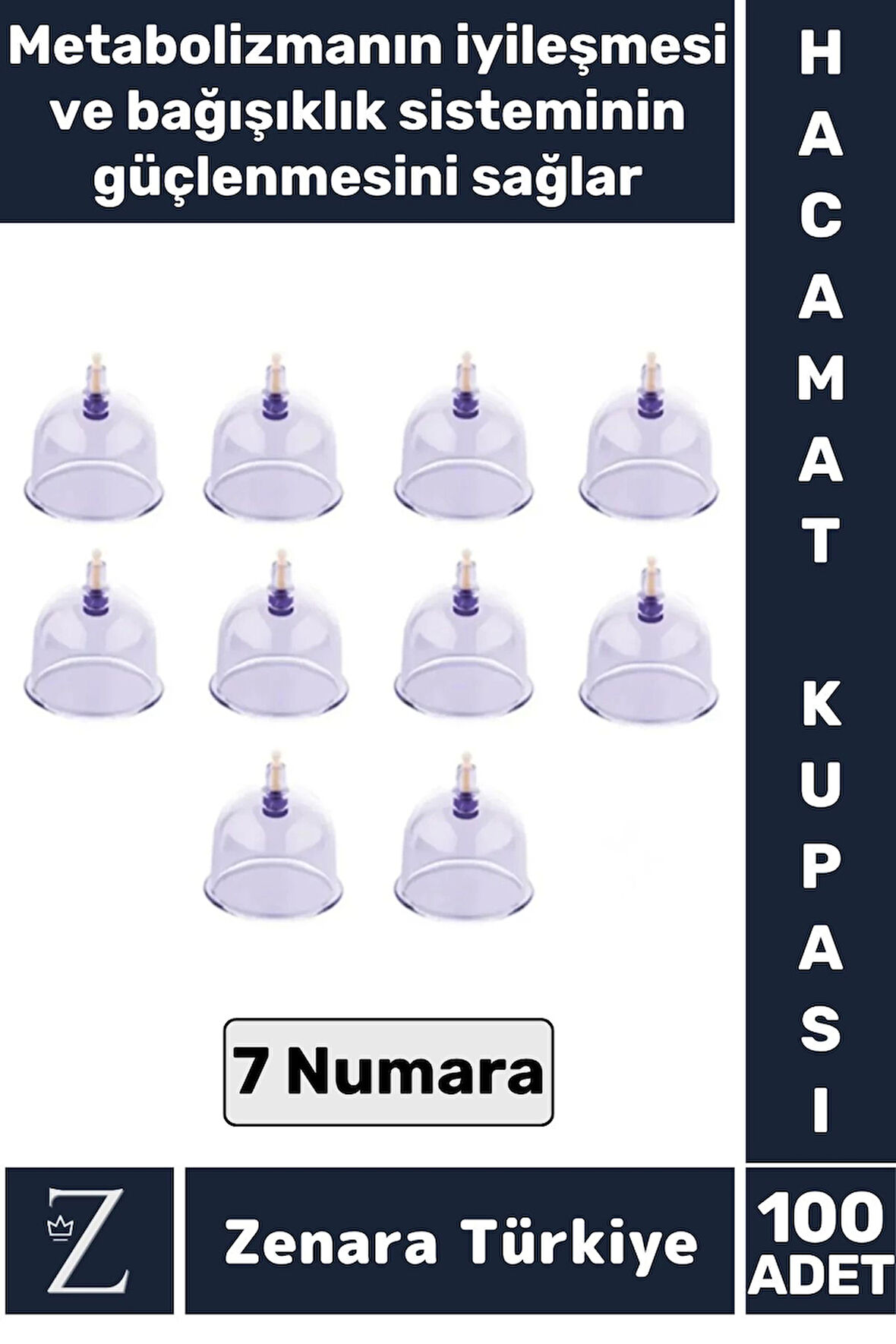 Yüksek Kaliteli Metabolizma Etkili Vakumlu Hacamat Kupası 7 NUMARA 100 ADET