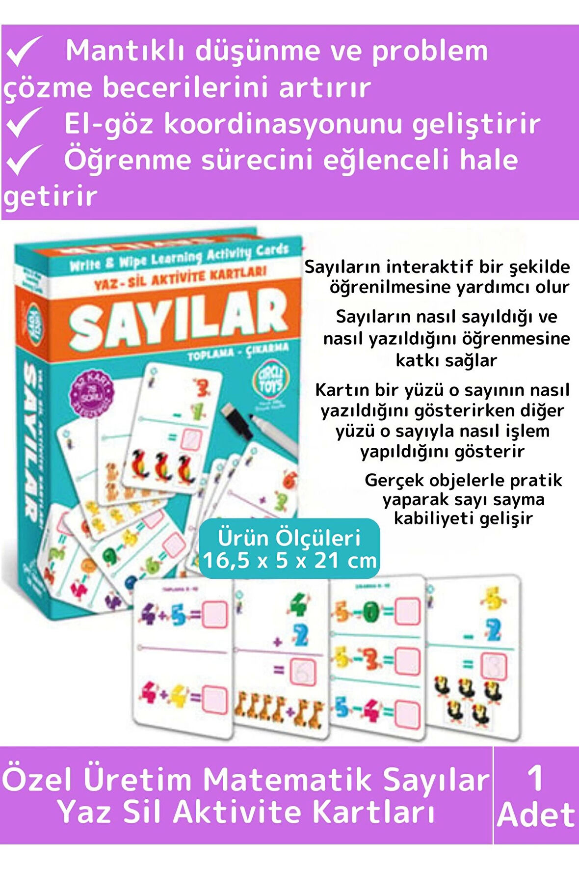 Premium Eğitici El Göz Koordinasyon Zeka Geliştirici Matematik Sayılar Yaz Sil Aktivite Kartları